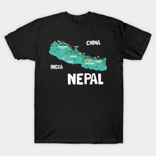 Nepal Illustrated Map T-Shirt